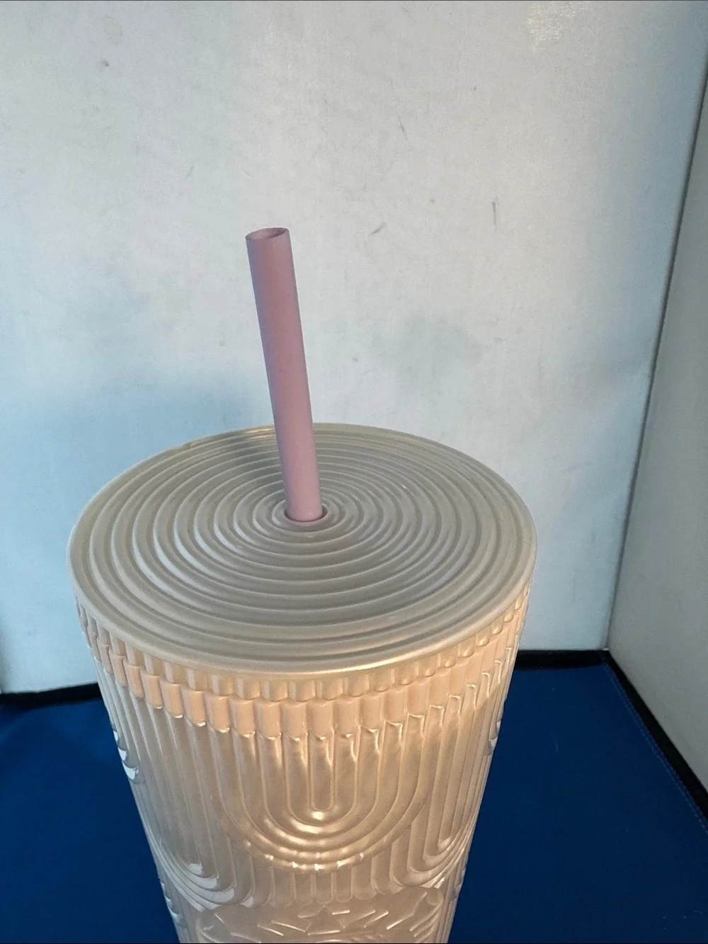 Starbucks Pink Textured Ceramic Tumbler with lavender Straw
